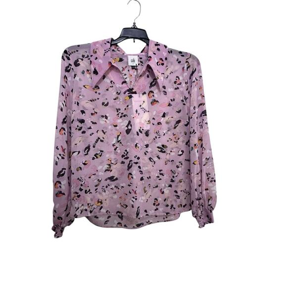 NWT CAbi #6501 Women's Pink Exotic Leopard Long Sleeve Pounce Top Size Small - Picture 3 of 7